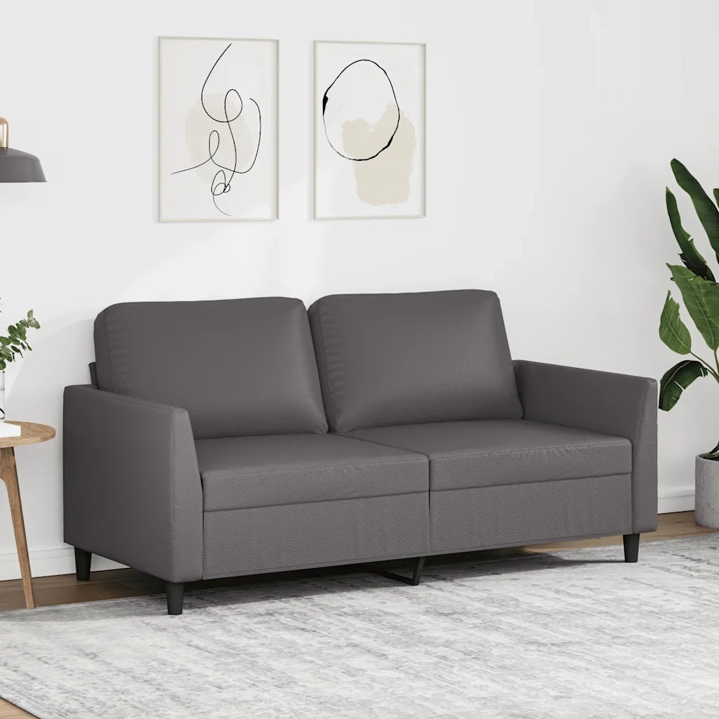 Divano a 2 Posti-Sofa 2 Posti Grigio 140 cm in Similpelle 316522