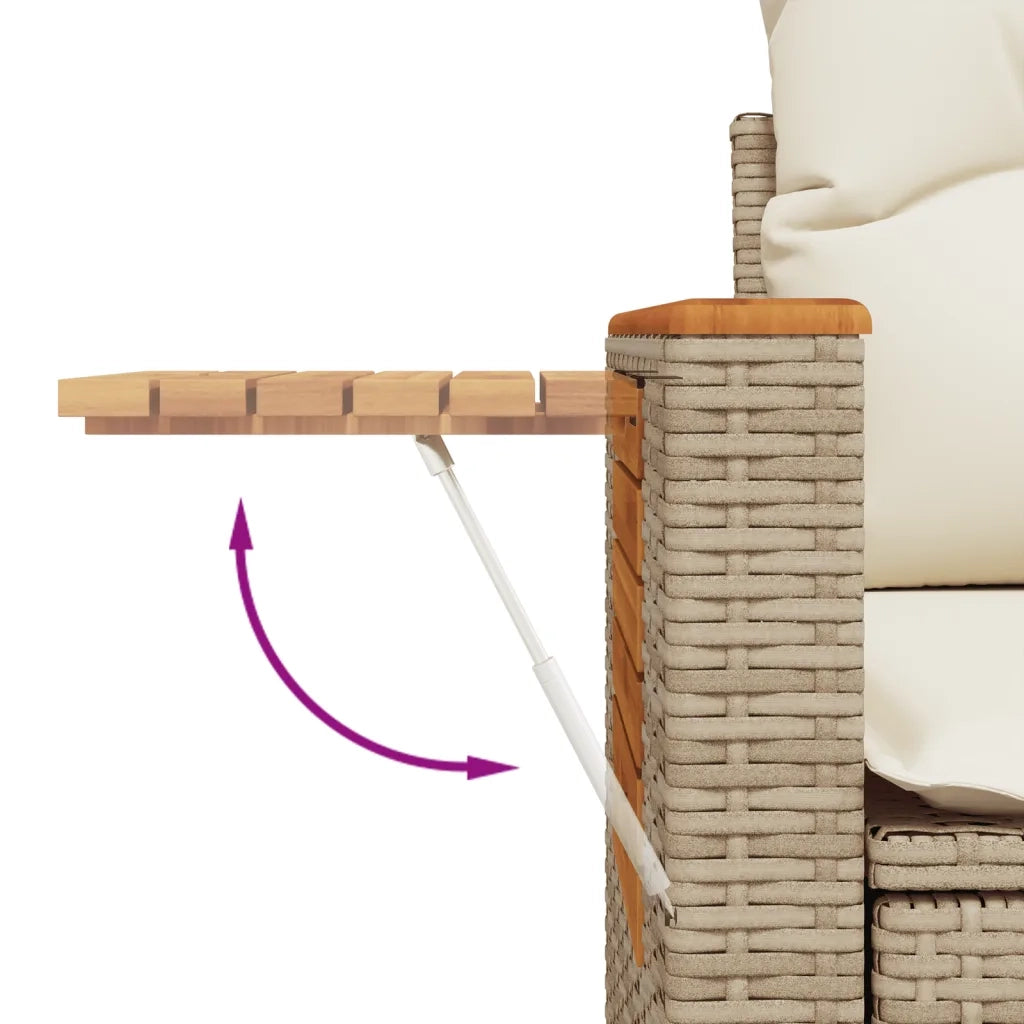 Set Divano da Giardino 9 pz con Cuscini Beige in Polyrattan