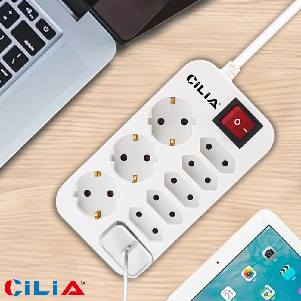 Ciabatta Elettrica 9 Prese con Interruttore ¨C zephmum ¨C Bianco