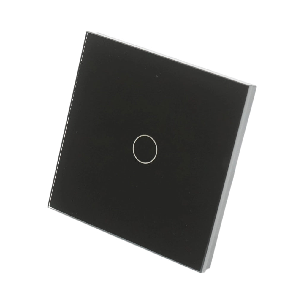 Interruttore touch per testa scala nero 220V, spia luminosa, cornice in vetro 86x86x34mm