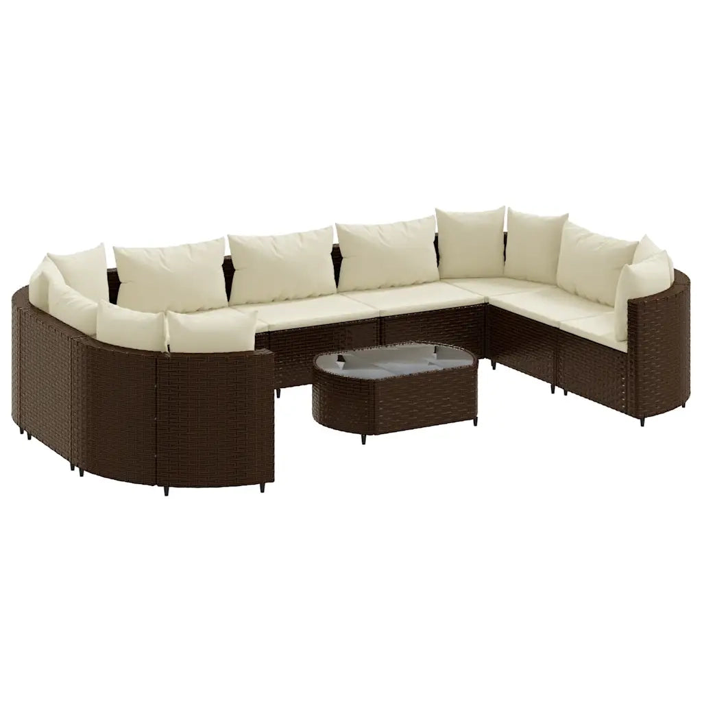 Set Divani da Giardino 10pz con Cuscini in Polyrattan Marrone 3308401