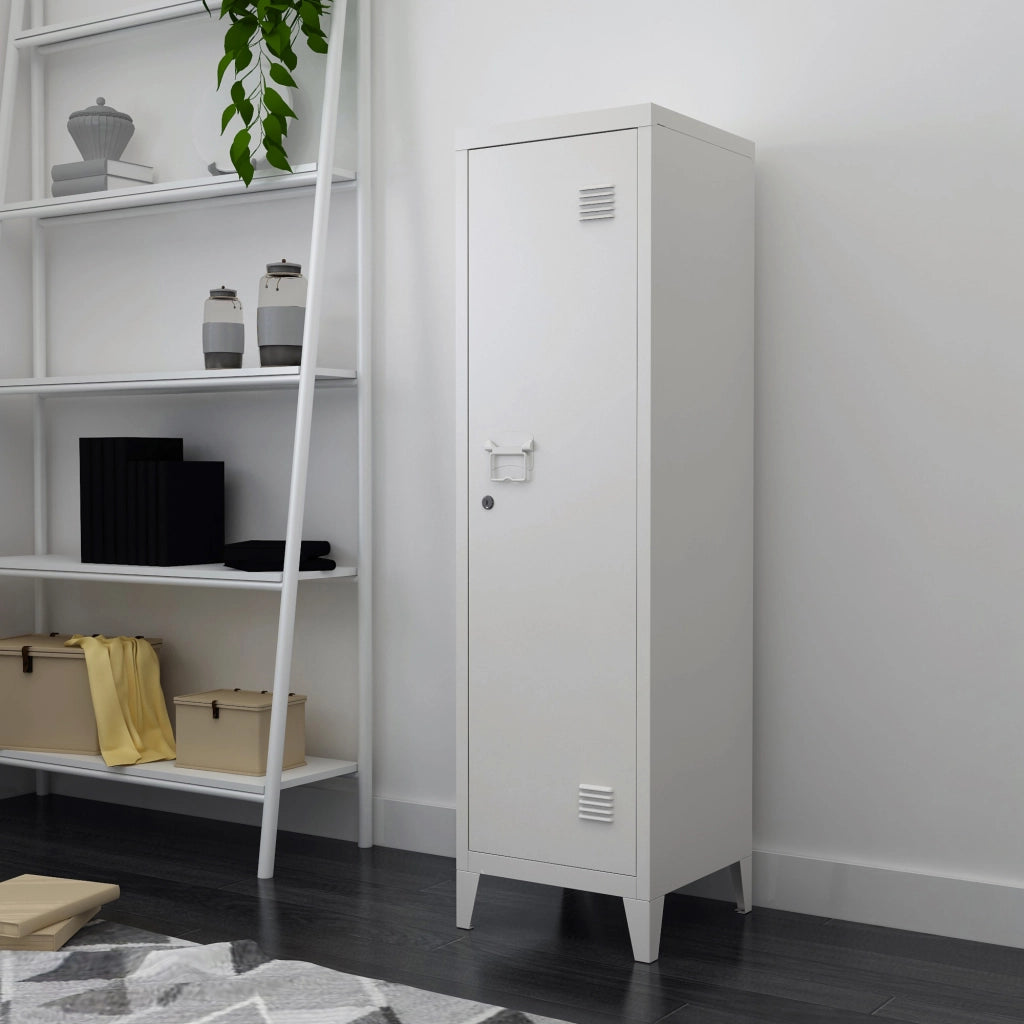 Armadio da Ufficio Kurikka Acciaio Bianco [en.casa]