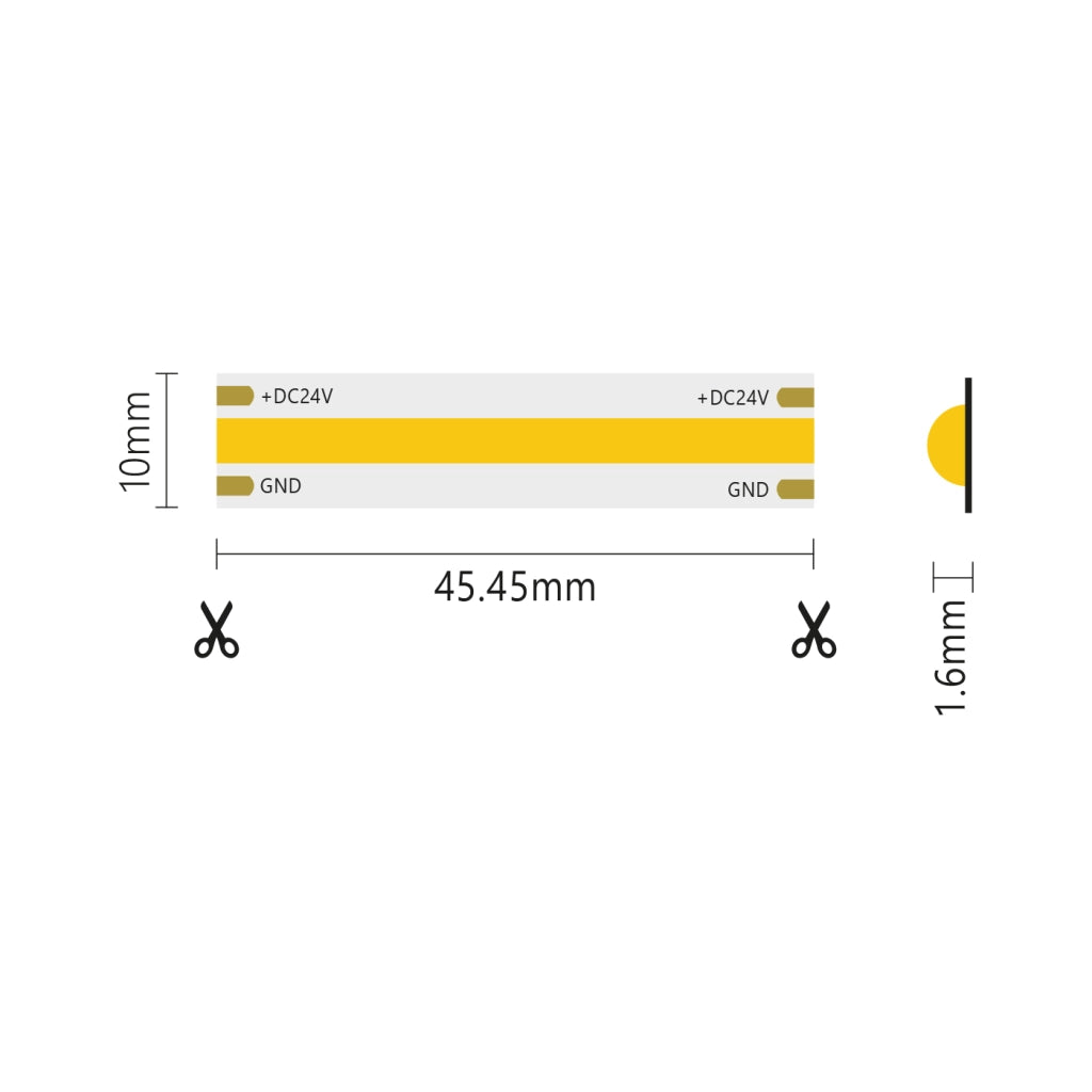 Striscia Led 5m COB IP20 Monocolore Da 15W/MT 24V - 6000K