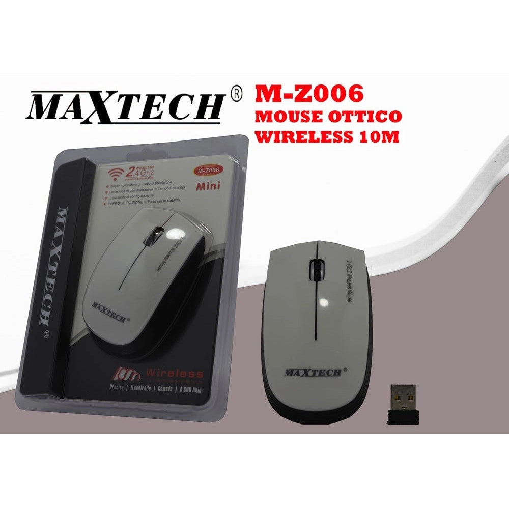 Trade Shop - Mouse Wireless Da 2.4 Ghz Senza Filo Ultra Slim Bianco - Nero Pc Tablet Design -