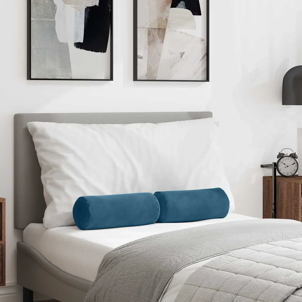 Cuscini a rullo 2 pz | Cuscini per sedie Blu ? 15 x 40 cm Tessuto in Cords