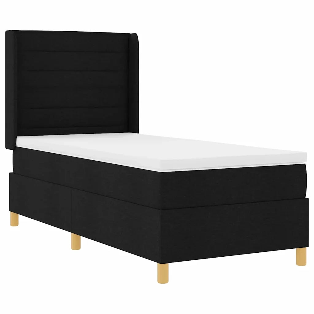 Letto a molle con materasso Nero 80 x 200 cm Tessuto