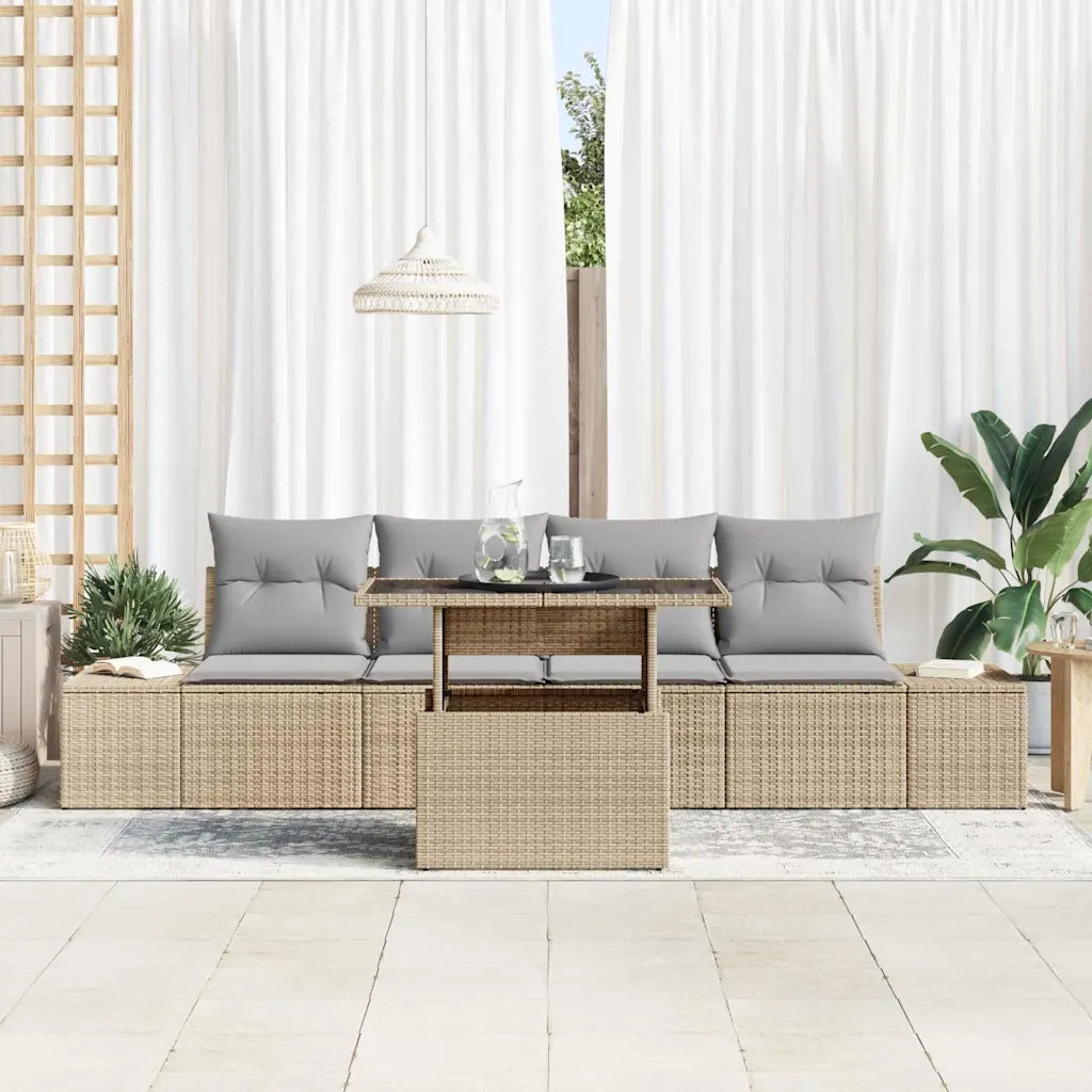 Set di divani 5 pcs Beige e Grigio Chiaro polyrattan 3349086