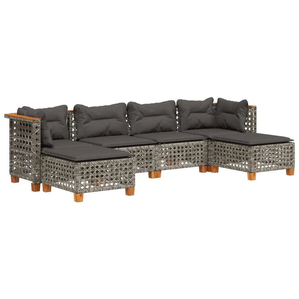 Set Divano da Giardino 6 pz con Cuscini Grigio in Polyrattan 3261951