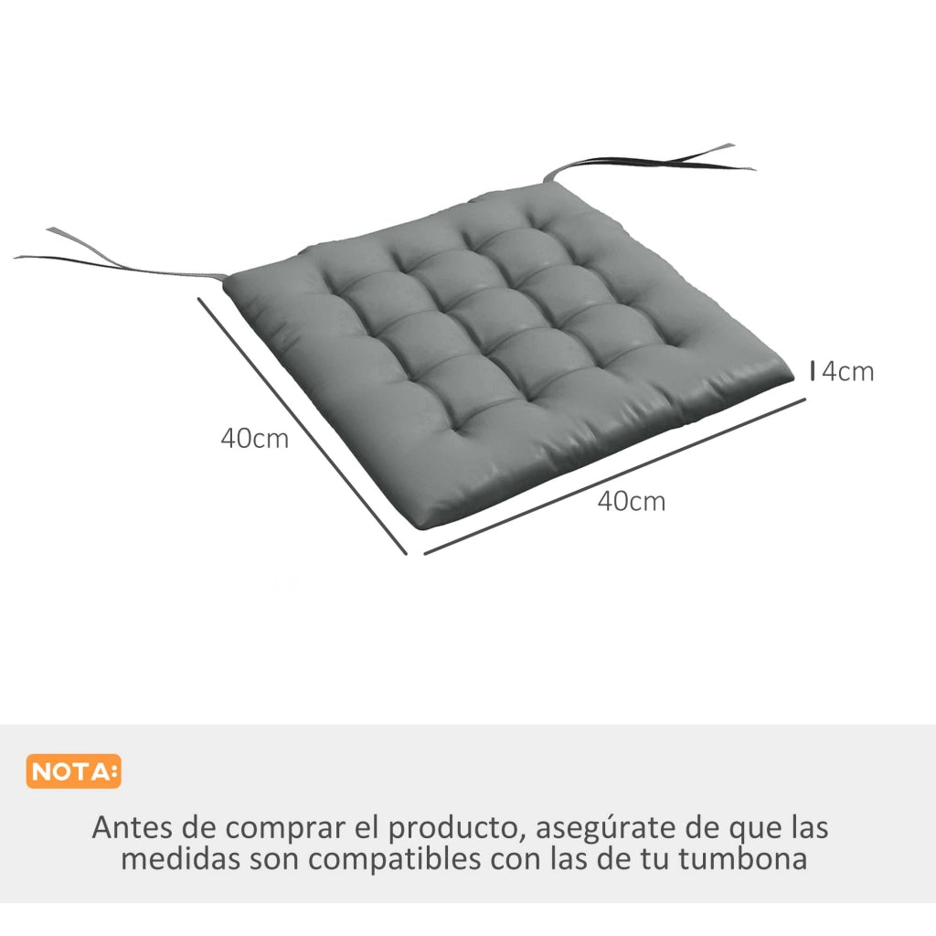 Set 6 Cuscini per Sedie da Pranzo ¨C Xylo ¨C Grigio 40x40 cm con Lacci