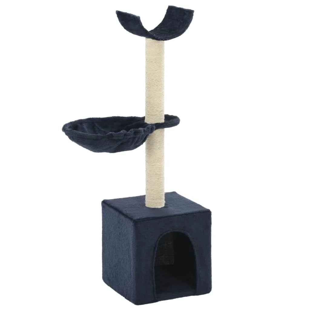 Tiragraffi albero per gatti cuccia per gatti peluche in sisal 105 cm blu 3702099