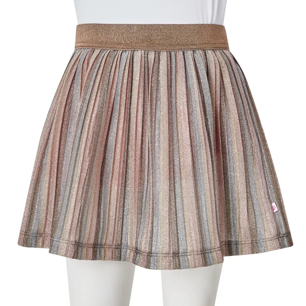Gonna Plissettata da Bambina con Brillantini Marrone e Rosa 92 14554