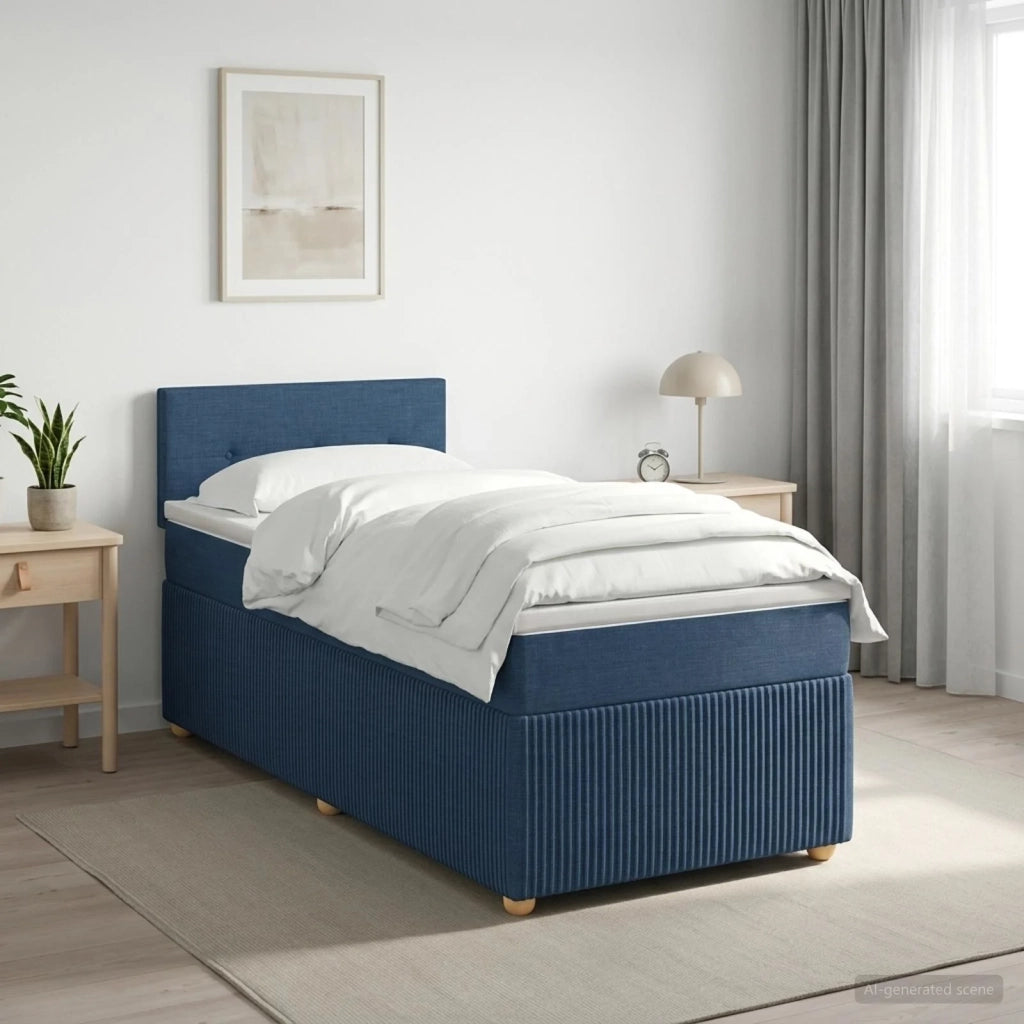 Letto box spring con materasso Blu 90 x 190 cm Tessuto 3452826