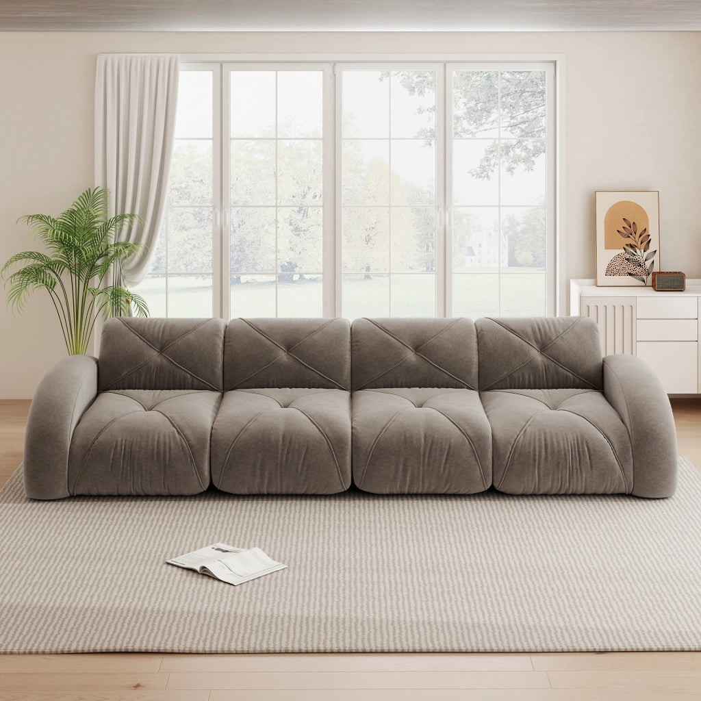 Sofa modulare extra grande senza cornice - Zephmum- Tessuto chenille comodo, design antiscivolo, marrone