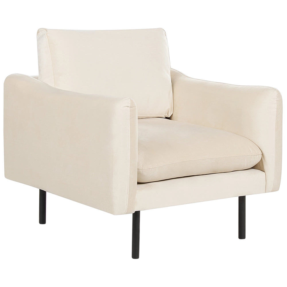 Poltrona moderna in velluto Beige chiaro con gambe nere Stile Retrò Moderno