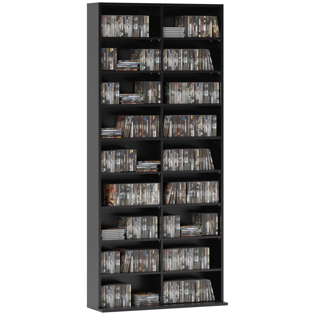 Libreria per CD e Blu-ray con 18 scomparti e 14 ripiani regolabili ¨C Minimal ¨C Nero