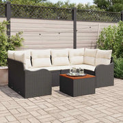 Set Divano da Giardino 7 pcs Nero e Crema polyrattan 3356073