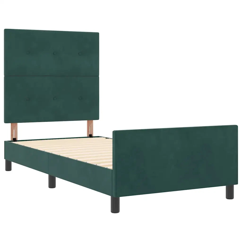 Letto a molle con testiera Verde Scuro 90 x 190 cm Velluto 3344912