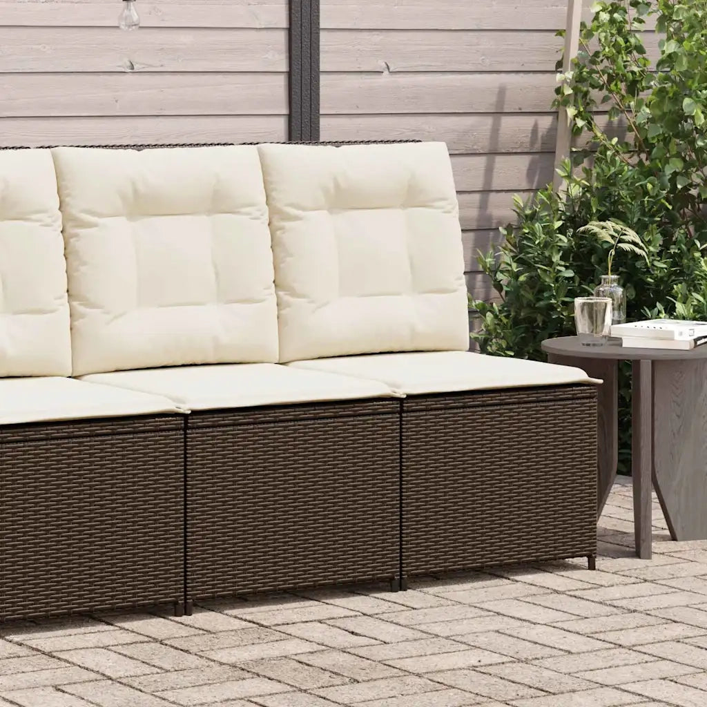 Divano da giardino con cuscino Nero e Bianco Crema polyrattan 3394477