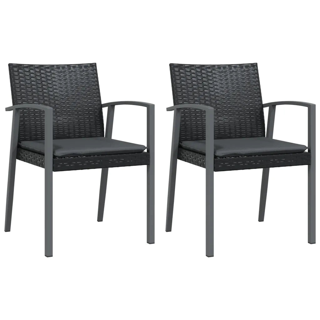 Set Pranzo da Giardino 3pz con Cuscini in Polyrattan e Acciaio 3186971