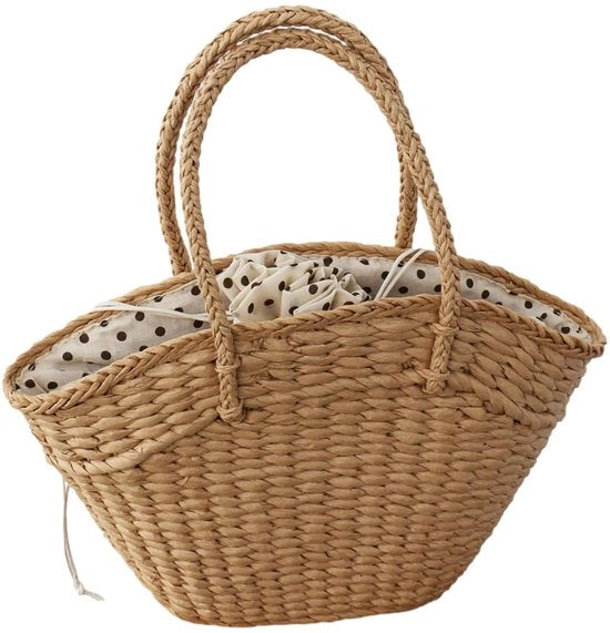 Borsa da spiaggia estiva - zeppa artigianale - sciarpa a pois - donna
