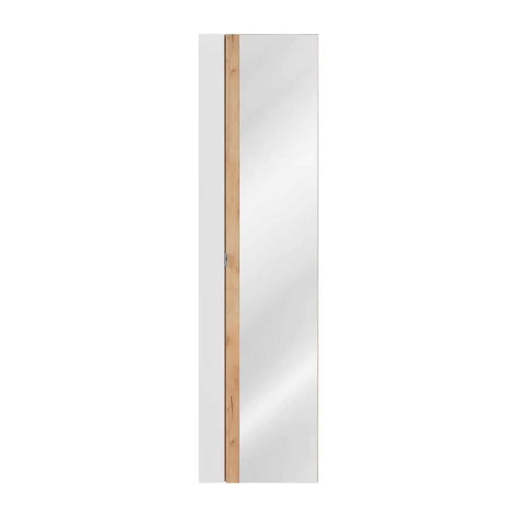 Colonna bagno NALYA 170 cm – Bianco lucido e rovere chiaro – Con specchio
