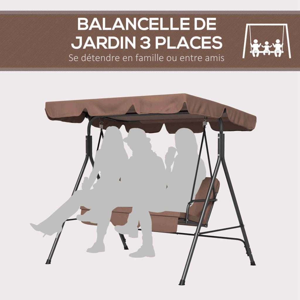 Amaca da giardino 3 posti con cuscini ¨C Minimal ¨C 172x110x153 cm nero marrone
