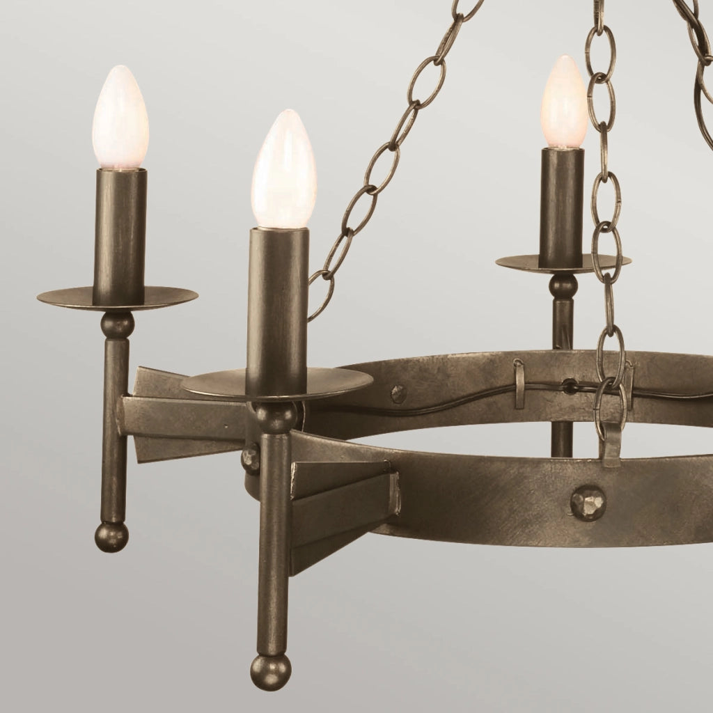 Lampadario gotico bronzo antico Cromwell 5xE14 Elstead