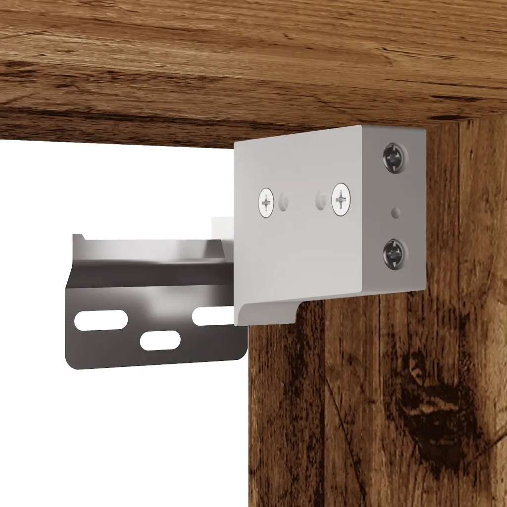 Set di 2 Comodini | Armadio da Notte | Mobiletto da notte a Muro Legno Antico 35x35x20 cm