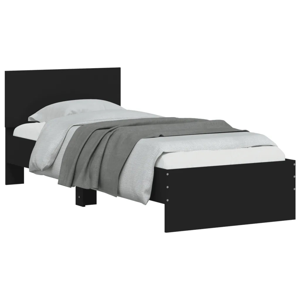 Giroletto con Testiera e LED Nero 75x190 cm 838842