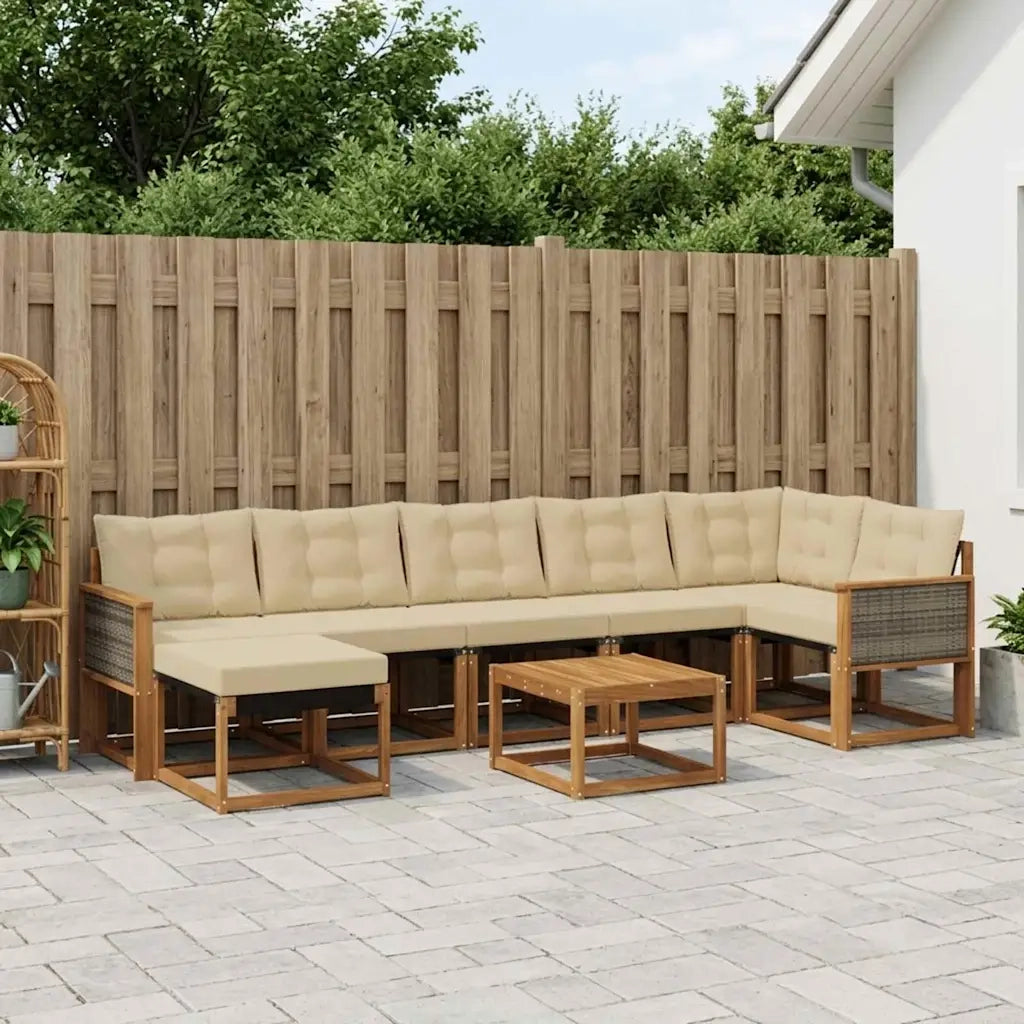 Set di divani da esterno con cuscino 8 pcs Naturale e Beige 3382109