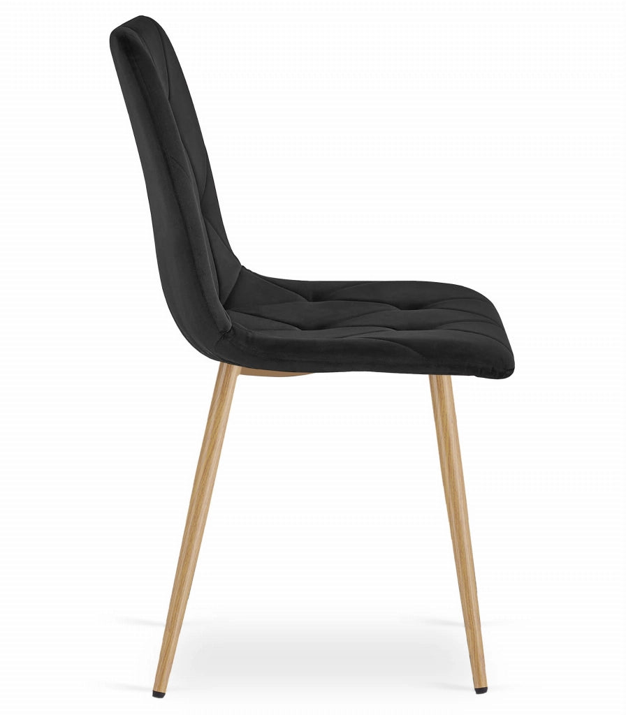 Sedia Valora TYRA in velluto nero con gambe color legno