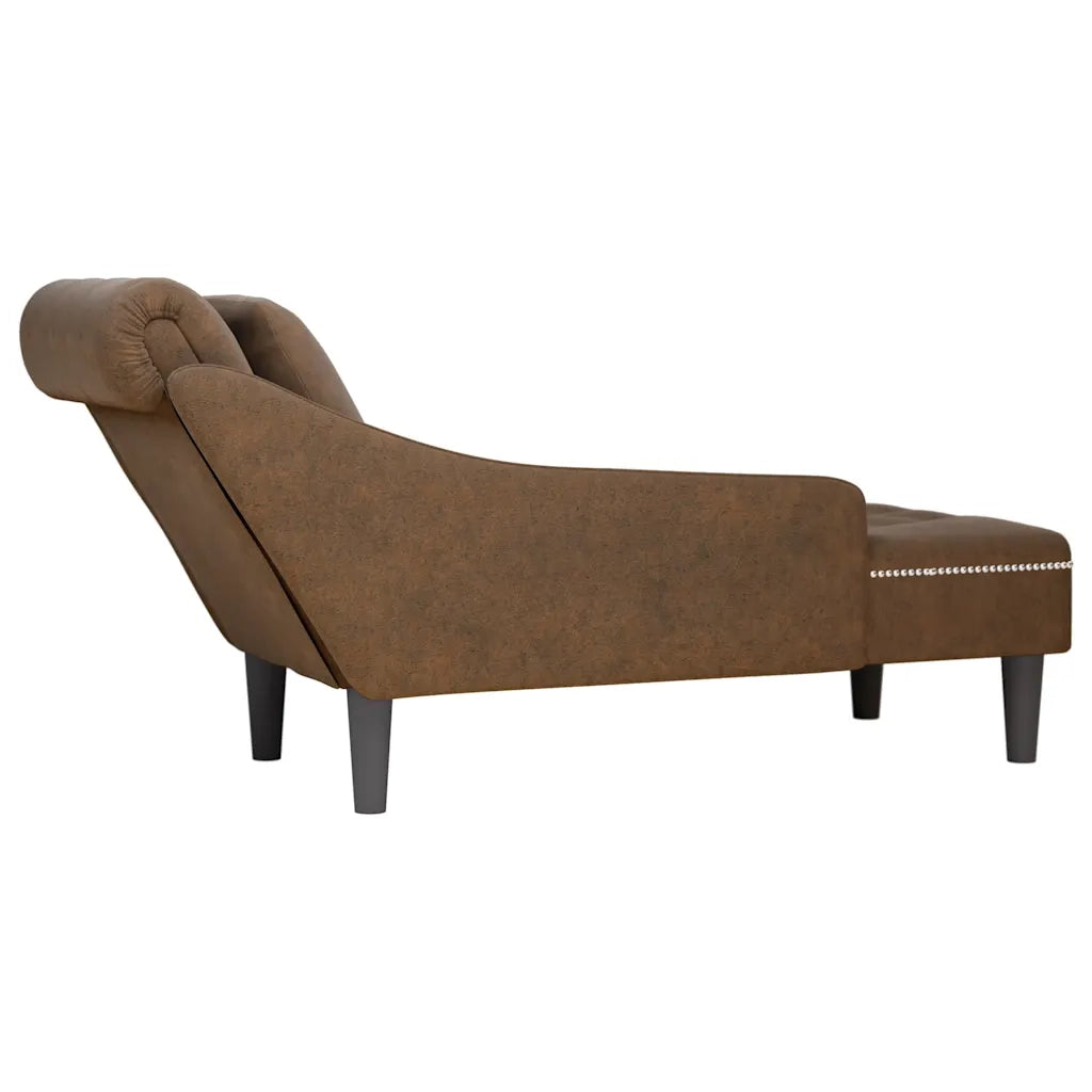 Sdraio con Cuscino e Bracciolo Destro in Similpelle Marrone CFW4011547