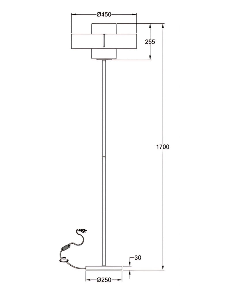 Lampada da terra Loto 170cm in Metallo e Vetro Soffiato, Colore Mattone, Attacco E27 40W, Design Elegante con Variatore - Loto