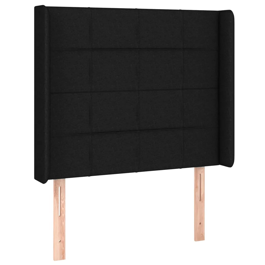 Testiera ad Orecchio-Testata con Orecchie Nera 103x16x118/128 cm in Tessuto 277202