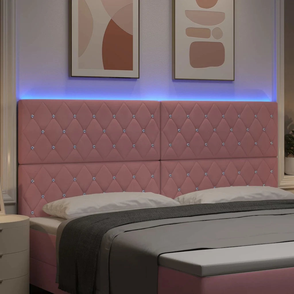 Testiera LED con strisce LED con testiera Rosa 200 cm Velluto 3338383