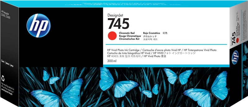 HP Cartuccia Inchiostro Rosso cromatico DesignJet 745, 300 ml