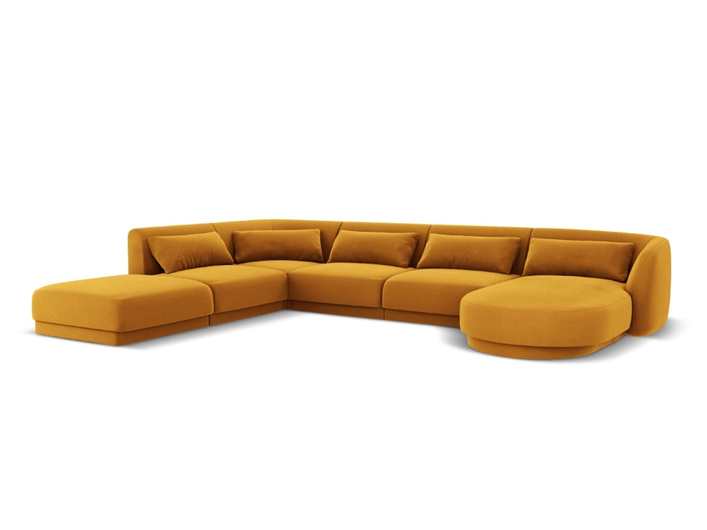 Cosmopolitan Design - Divano panoramico sinistro "Tulum" 6 posti in velluto giallo 