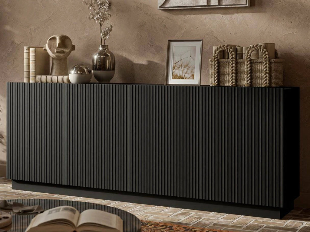 Madia Masainas, Credenza 4 Ripiani, 200x40x78h cm Nero