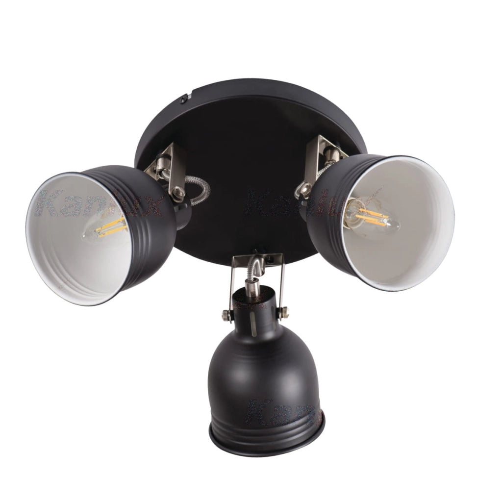 Plafoniera orientabile Kanlux Derato nera 3xE14 alluminio