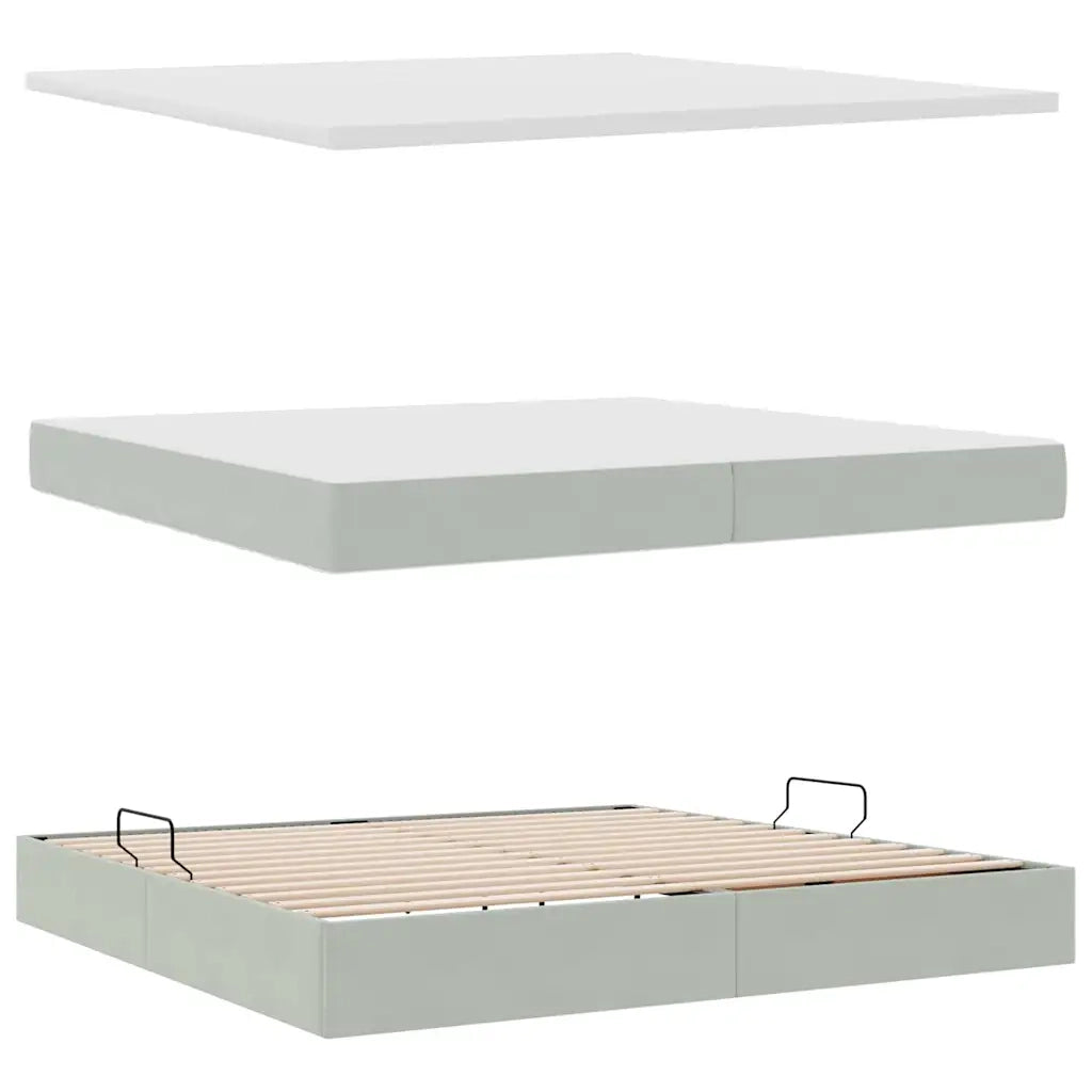 Letto con contenitore e materasso Grigio chiaro 200 x 200 cm 3371991