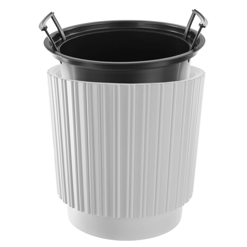 Vaso da fiori KADAX da 40 cm con coperchio e inserto, in plastica bianca.