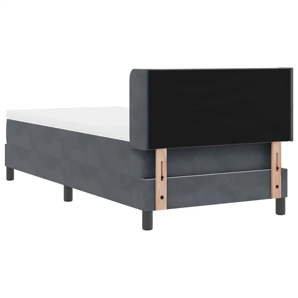 Letto a molle con materasso-Struttura Letto con Materasso Grigio scuro 190 x 90 cm Poliestere 242857