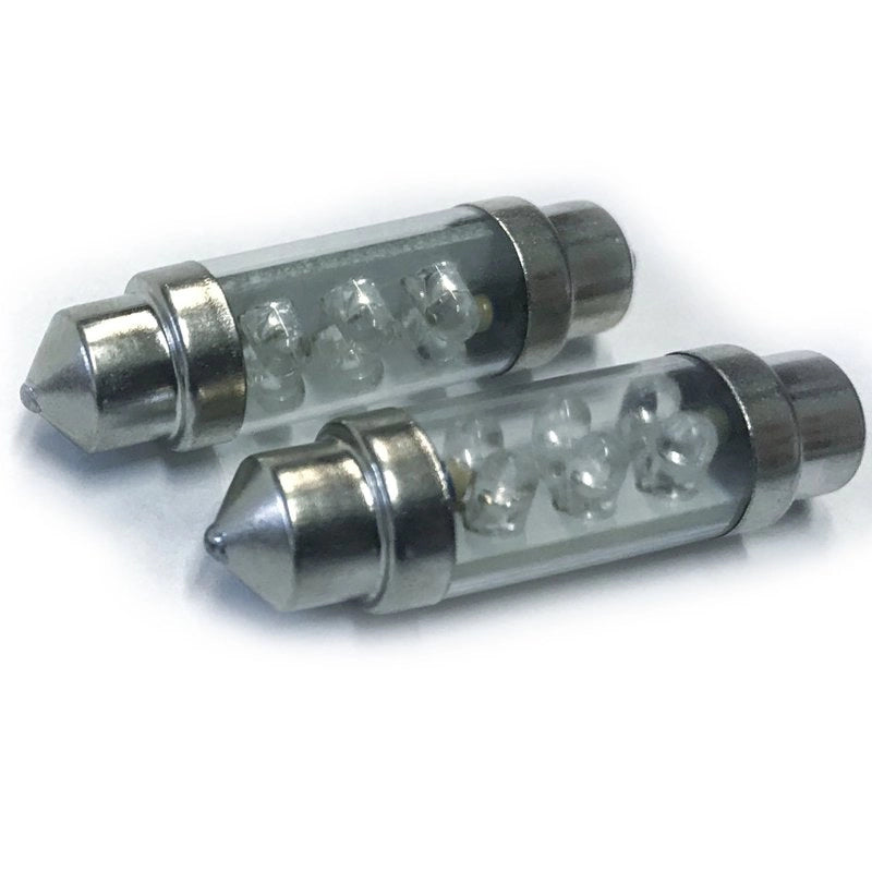 Coppia 2 Lampade Led T11 C5W Siluro 36mm Con 6 Led F3 Colore Bianco Freddo 6000K 12V 0,2W