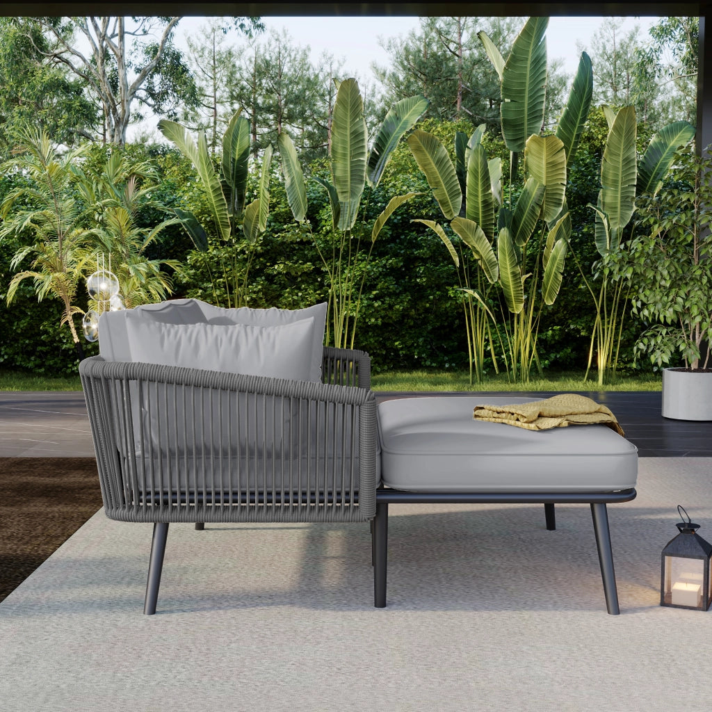 Divano da giardino con 2 cuscini - Zephmum - Grigio, cuscini removibili e lavabili
