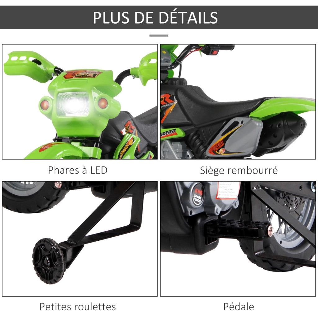 Moto Elettrica per Bambini ¨C Minimal ¨C Verde e Nero 3-6 Anni