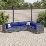Set Divani da Giardino 6 pz con Cuscini in Polyrattan Grigio 3308143