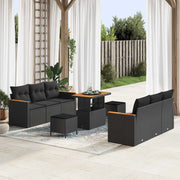 Set Divano da Giardino con cuscino 11 pcs Nero polyrattan 3364949