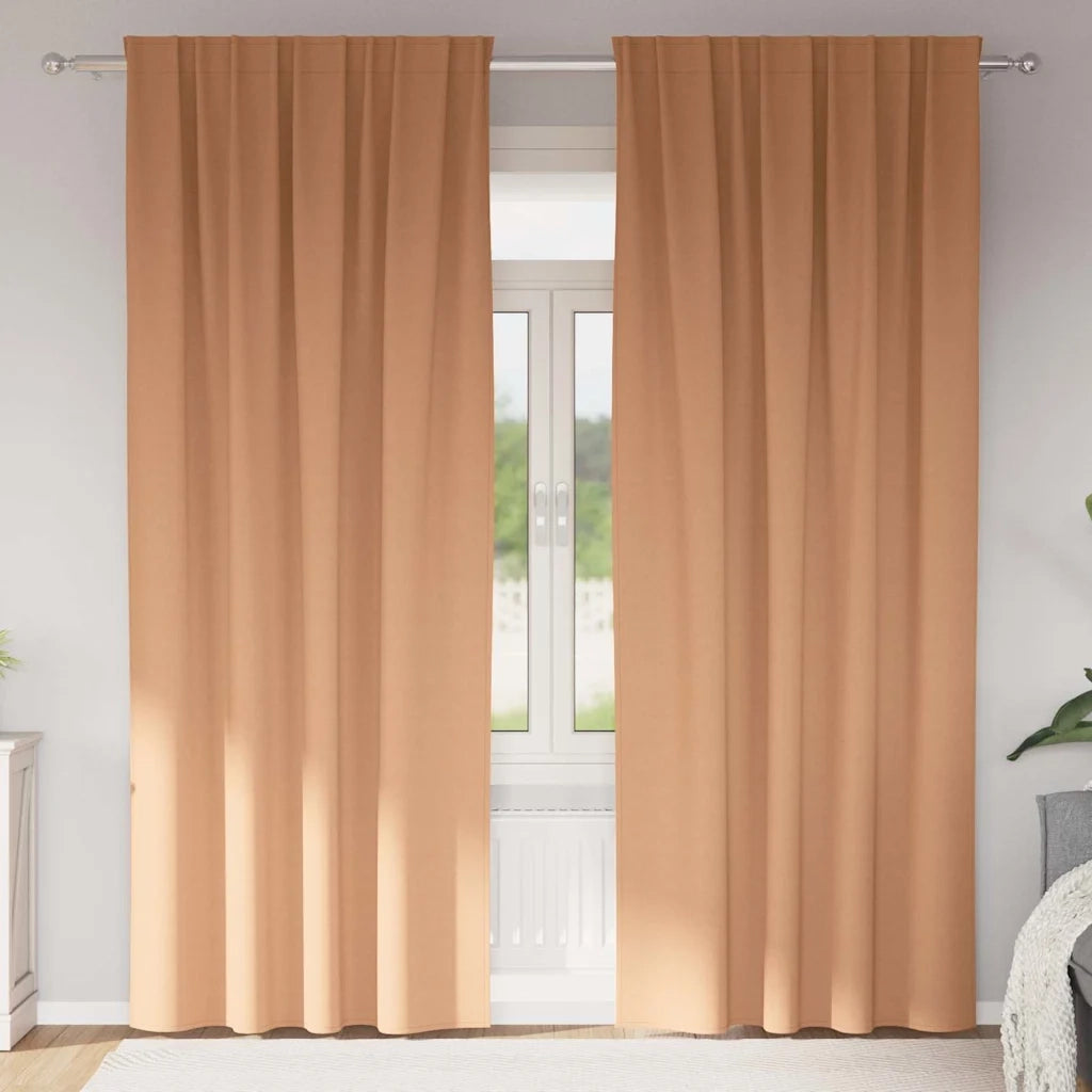 Tende Blackout con Anelli 2 pcs Marrone Chiaro 225 x 140 cm 4107480
