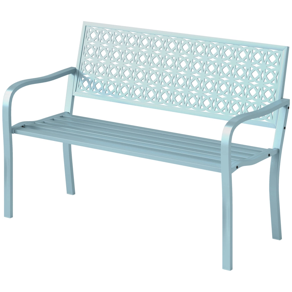Panca da Giardino 2 Posti ¨C Xylo ¨C Acciaio Blu con Braccioli