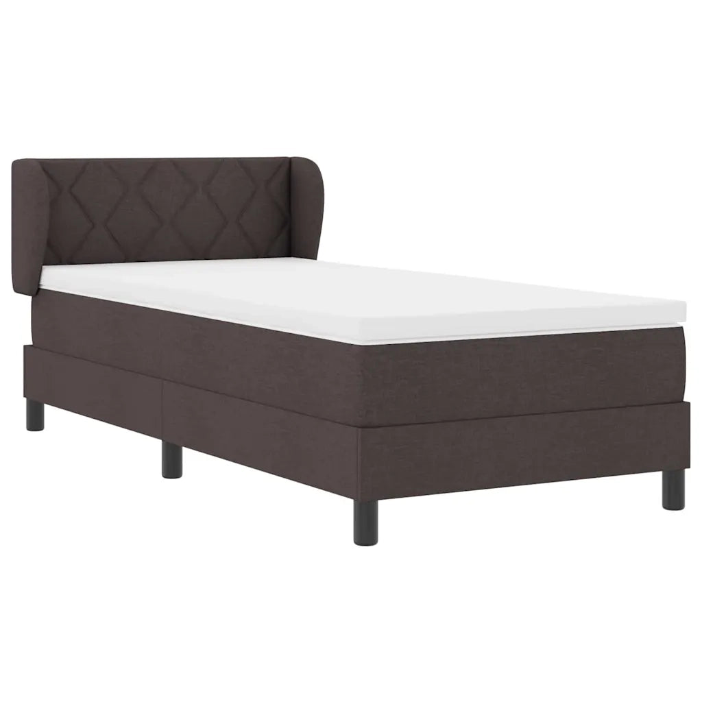 Letto a molle con materasso Marrone Scuro 100 x 200 cm Tessuto 3340076